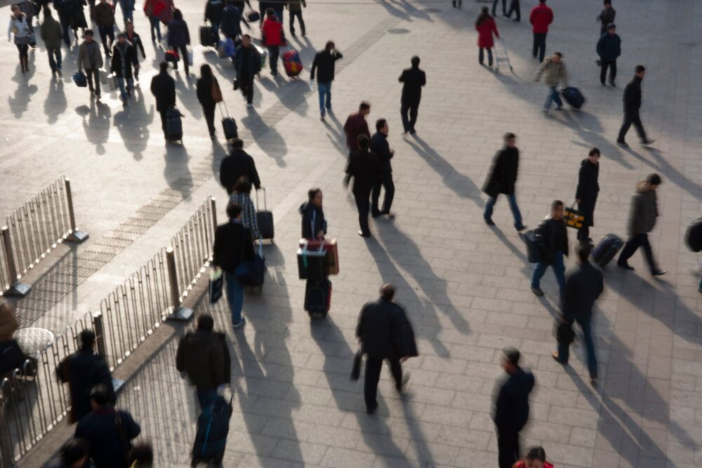 crowd of people in a public place